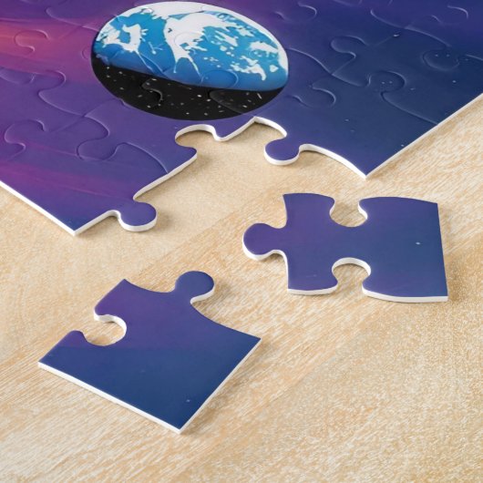 Buitenaards gezicht met planeten en reflecties in  legpuzzel (Zijkant)