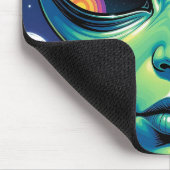 Buitenaards gezicht met planeten en reflecties in  muismat (Hoek)