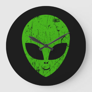 buitenaards groen hoofd voor science fiction extra grote klok