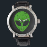 buitenaards groen hoofd voor science fiction extra horloge<br><div class="desc">buitenaards groen hoofd van science fiction buitenaardse glimlach</div>