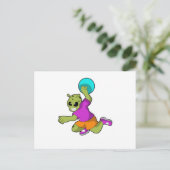 Buitenaards handbalspeler met handbal briefkaart (Staand voorkant)