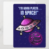 BUITENAARDS,HEELAL, RAKETSCHIP, PLANEET EN ASTRONA FEESTDAGENKAART (Voorkant / Achterkant)