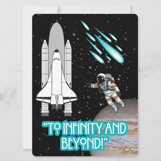 BUITENAARDS,HEELAL, RAKETSCHIP, PLANEET EN ASTRONA FEESTDAGENKAART (Voorkant)