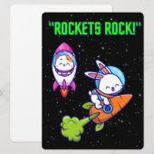 BUITENAARDS,HEELAL, RAKETSCHIP, PLANEET EN ASTRONA FEESTDAGENKAART (Voorkant / Achterkant)