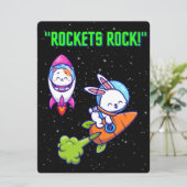 BUITENAARDS,HEELAL, RAKETSCHIP, PLANEET EN ASTRONA FEESTDAGENKAART (Staand voorkant)