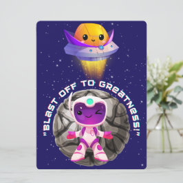 BUITENAARDS,HEELAL, RAKETSCHIP, PLANEET EN RUIMTEV FEESTDAGENKAART