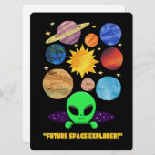 BUITENAARDS,HEELAL, RAKETSCHIP, PLANEET EN RUIMTEV FEESTDAGENKAART (Voorkant / Achterkant)