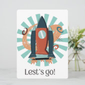 BUITENAARDS,HEELAL, RAKETSCHIP, PLANEET EN RUIMTEV FEESTDAGENKAART (Staand voorkant)