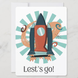 BUITENAARDS,HEELAL, RAKETSCHIP, PLANEET EN RUIMTEV FEESTDAGENKAART