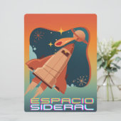 BUITENAARDS,HEELAL, RAKETSCHIP, PLANEET EN RUIMTEV FEESTDAGENKAART (Staand voorkant)