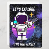 BUITENAARDS,HEELAL, RAKETSCHIP, PLANEET EN RUIMTEV FEESTDAGENKAART (Voorkant / Achterkant)