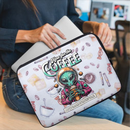 Buitenaards hier voor de koffie laptop sleeve