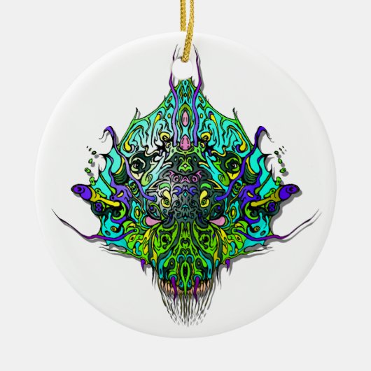 Buitenaards Hoofd - Aqua Keramisch Ornament (Voorkant)