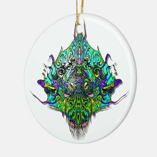 Buitenaards Hoofd - Aqua Keramisch Ornament (Links)