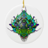 Buitenaards Hoofd - Aqua Keramisch Ornament (Achterkant)