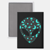 Buitenaards Hoofd Ruimte Patroon Ontwerp Magneet (Voorkant / Achterkant)