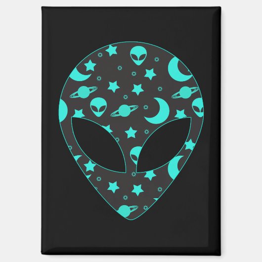 Buitenaards Hoofd Ruimte Patroon Ontwerp Magneet (Voorkant)