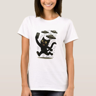 Buitenaards Kat Design, Selfie UFO Kat T-shirt