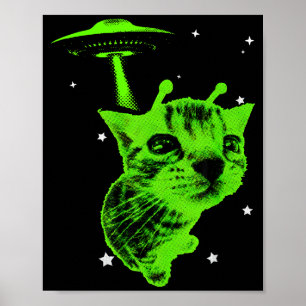 Buitenaards kat meme ufo vintage grafische tee y2k poster