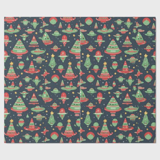 Buitenaards kerstvakantie inpakpapier (Zoom)