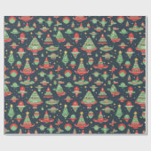 Buitenaards kerstvakantie inpakpapier (Vlak)