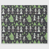 Buitenaards kerstvakantie ruimteschip inpakpapier (Vlak)