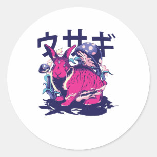 buitenaards konijn ronde sticker