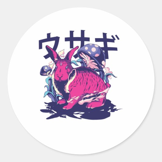 buitenaards konijn ronde sticker (Voorkant)