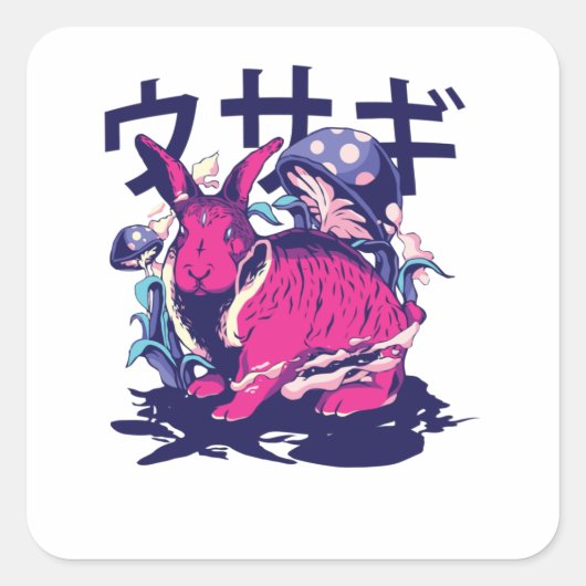buitenaards konijn vierkante sticker (Voorkant)