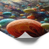 Buitenaards landschap met Twin Moons Poster (Hoek)