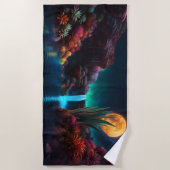 Buitenaards Landschap Waterval Maan Strandlaken (Voorkant)