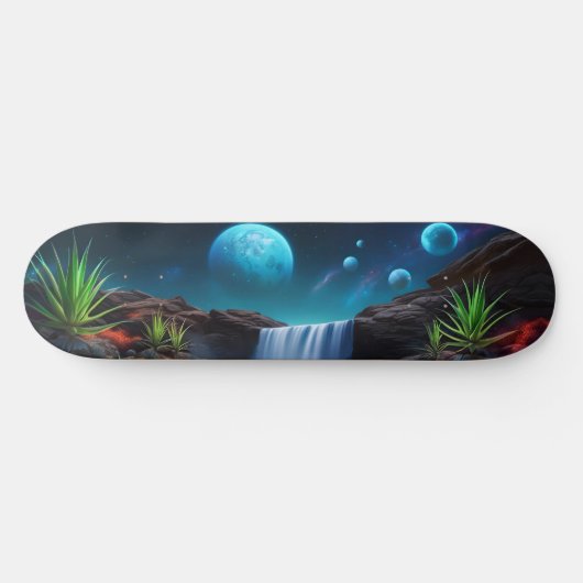 Buitenaards Landschap Waterval Moons Persoonlijk Skateboard (Horizontaal)