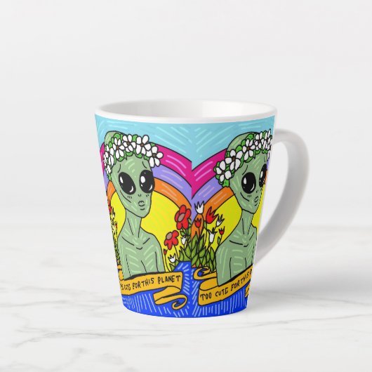 buitenaards latte mok (Rechterhoek)