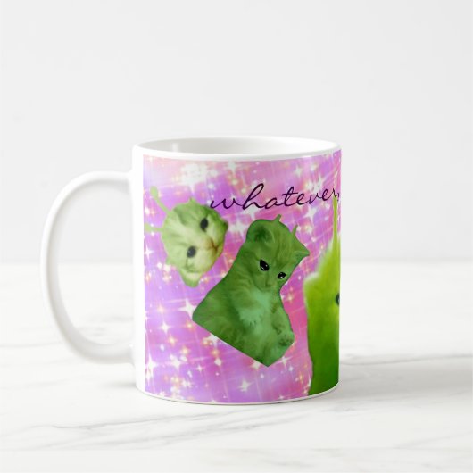 buitenaards meme groene kitten mok (Links)