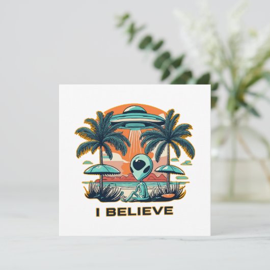 buitenaards met UFO GELOOF IK (Staand voorkant)