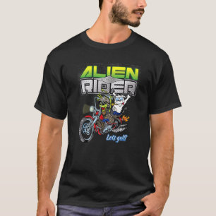 Buitenaards motorrijder koe t-shirt