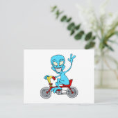 buitenaards op kleine fiets briefkaart (Staand voorkant)