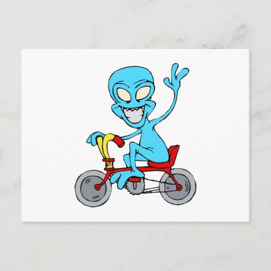 buitenaards op kleine fiets briefkaart (Voorkant)