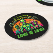 Buitenaards paar in Galactische Affectie Ronde Kartonnen Onderzetter (Gebogen)