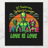 Buitenaards paar in Galactische Affectie Wijn Etiket (Enkel label)