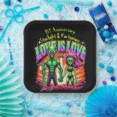 Buitenaards paar in kosmische liefde papieren bordje (Feest)