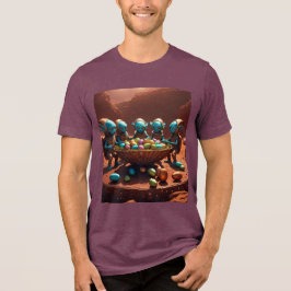 Buitenaards paasei feestje Tri-Blend shirt