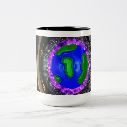 Buitenaards portaal van Skulinskin Graphics; Digit Tweekleurige Koffiemok (Center)