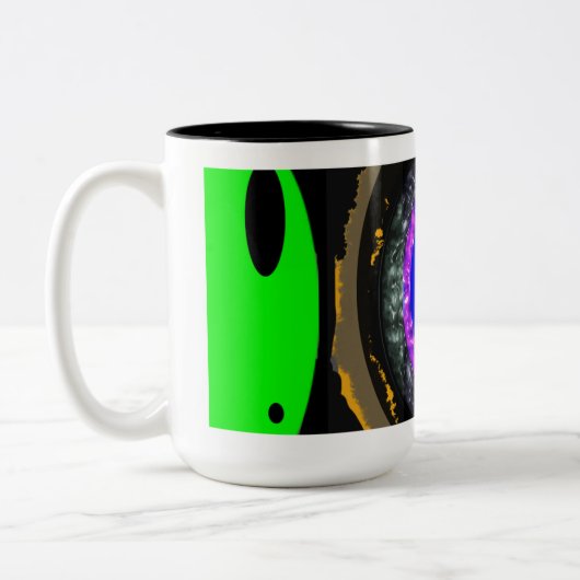 Buitenaards portaal van Skulinskin Graphics; Digit Tweekleurige Koffiemok (Links)