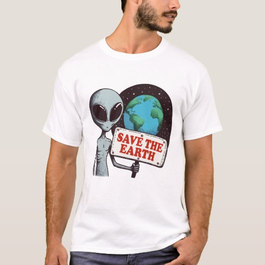 Buitenaards red de aarde t-shirt (Voorkant)
