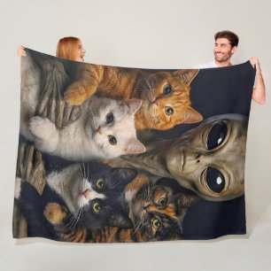 Buitenaards Renaissance Familieportret met Katten Fleece Deken