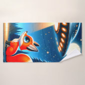 Buitenaards ruimteschip en een vos badhanddoek (Badhanddoek)