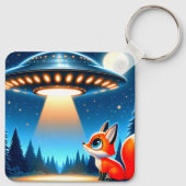 Buitenaards ruimteschip en een vos sleutelhanger (Achterkant)