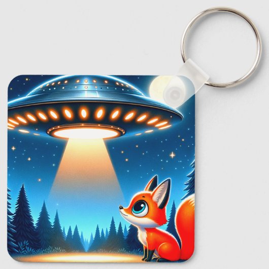 Buitenaards ruimteschip en een vos sleutelhanger (Achterkant)