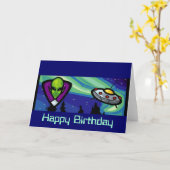 Buitenaards ruimteschip  jarig kaart (Gele Bloem)